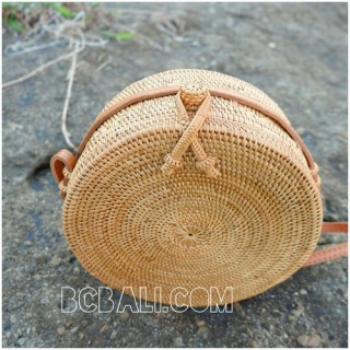 circle around handbags straw rattan hand woven grass handmade motif side